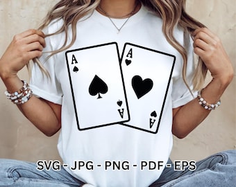 Playing Cards SVG Aces Poker Clipart, Vector Cut Files for Cricut Silhouette Digital Download