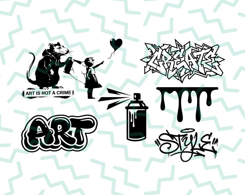 Graffiti SVG Bundle PNG | Street Art Hip Hop 90s Urban Spray Paint ...