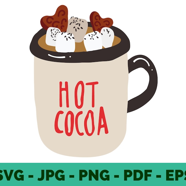 Hot Cocoa Clipart / Hot Chocolate / Christmas / Vector / Tshirt / Mug / Sublimation