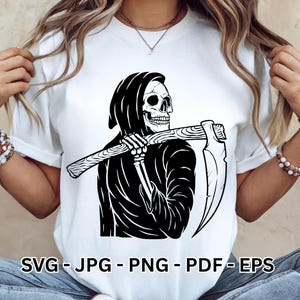 Death SVG | Santa Muerte Clipart | Parca Silhouette | T-Shirt Design | Sublimation | Cricut File | Religious & Gothic Clipart