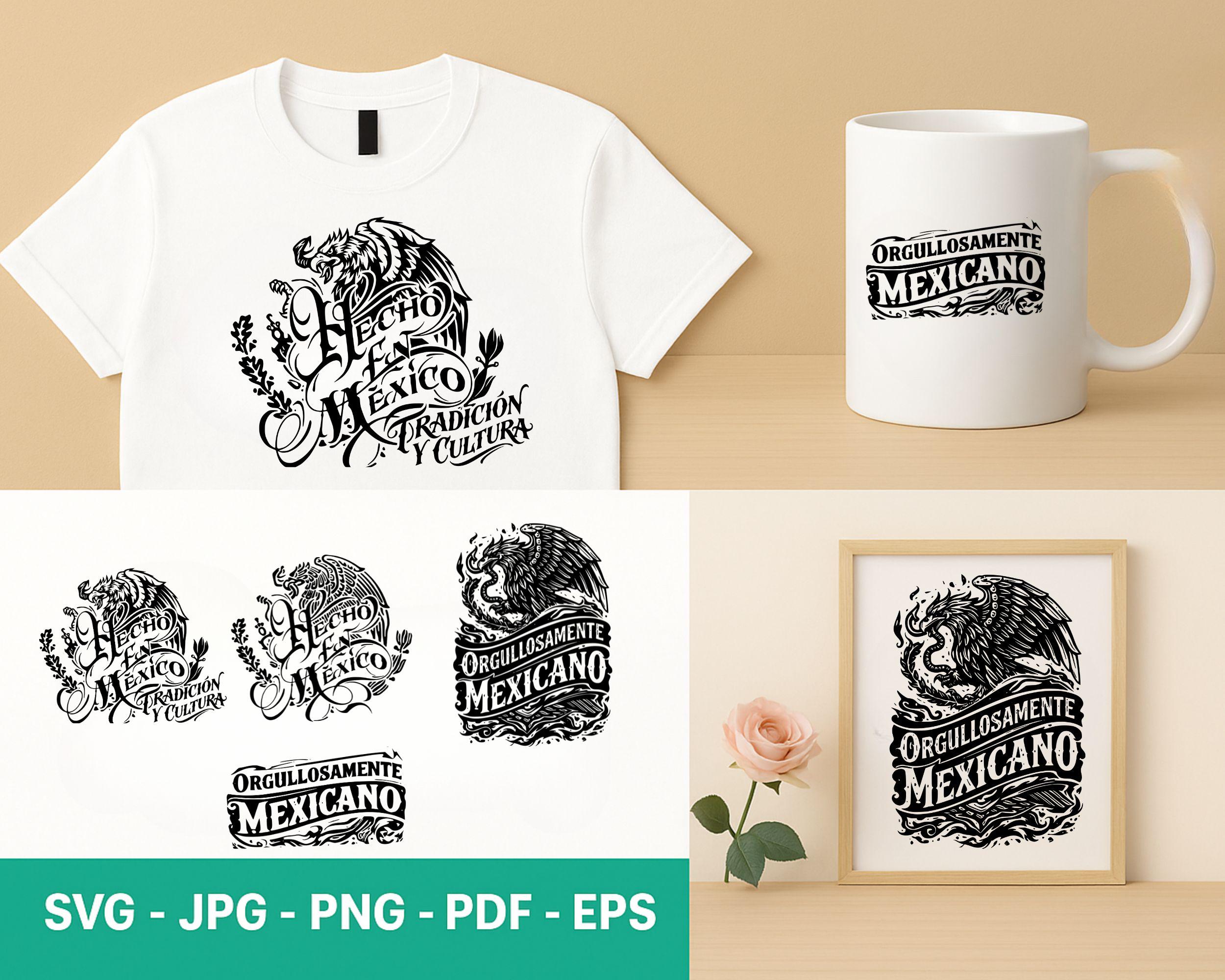 Mexican Eagle Aztec SVG Bundle, Latino Pride T-shirt Sticker Design ...