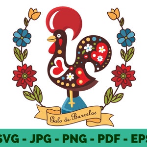 Portugal svg / Galo de Barcelos svg / Rooster Barcelos Clipart / Portugal vector / Portuguese Clipart