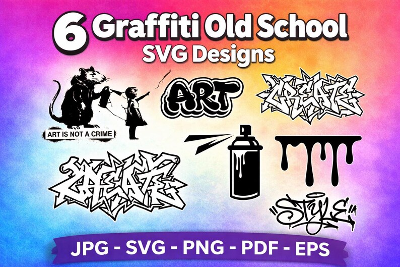 Graffiti SVG Bundle PNG | Street Art Hip Hop 90s Urban Spray Paint ...