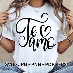 Te Amo SVG-bundel | Romantische Spaanse I Love You-clipart | Harttypografievector | Taarttopper sublimatie Cricut digitale download