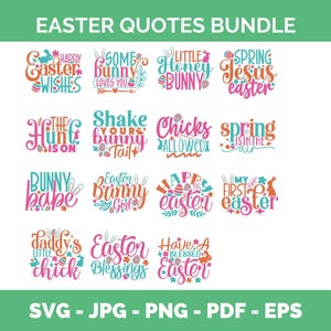 Ostern SVG Bundle | Hasen, Eier & Frühling Zitate Clipart für Ostern Handwerk, DIY Geschenke Urlaub Dekor | Sofort Download