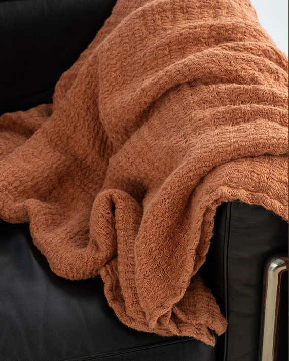 Pure Linen Throw Bedspread Blanket a Woolly Curly Woven Soft Washed Comfy. Belgium US Shipping Etsy