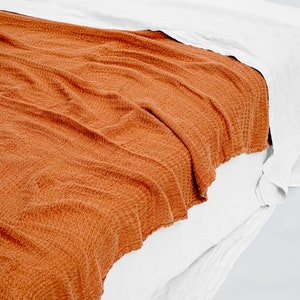 Pure Linen Throw/Blanket/Bedspread: a woolly, curly woven, soft washed comfy. Size 95x79"/240x200cm. Belgium + US shipping