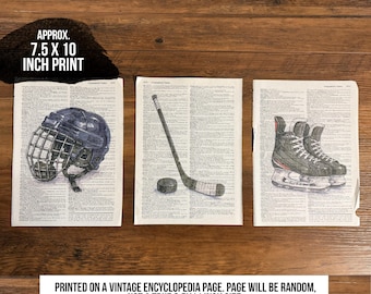 Vintage Encyclopedia Hockey Art Prints (7.5x10 inches)