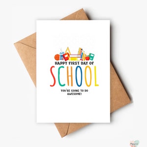 "Happy Erster Schultag Karte, ""Back to School"", neues Schuljahr, Druckbare Karte, ""You can do it""", Schule, Karte für Lehrer, Karte für die Schule."