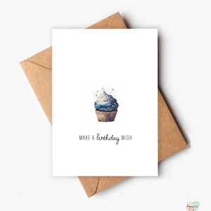 Make A Wish, druckbare Geburtstagskarte, Cupcake, Geburtstagskarten, Grußkarte, Geburtstagswunsch, Digital