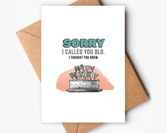 Funny Getting Older Birthday Card, Printable Digital Card