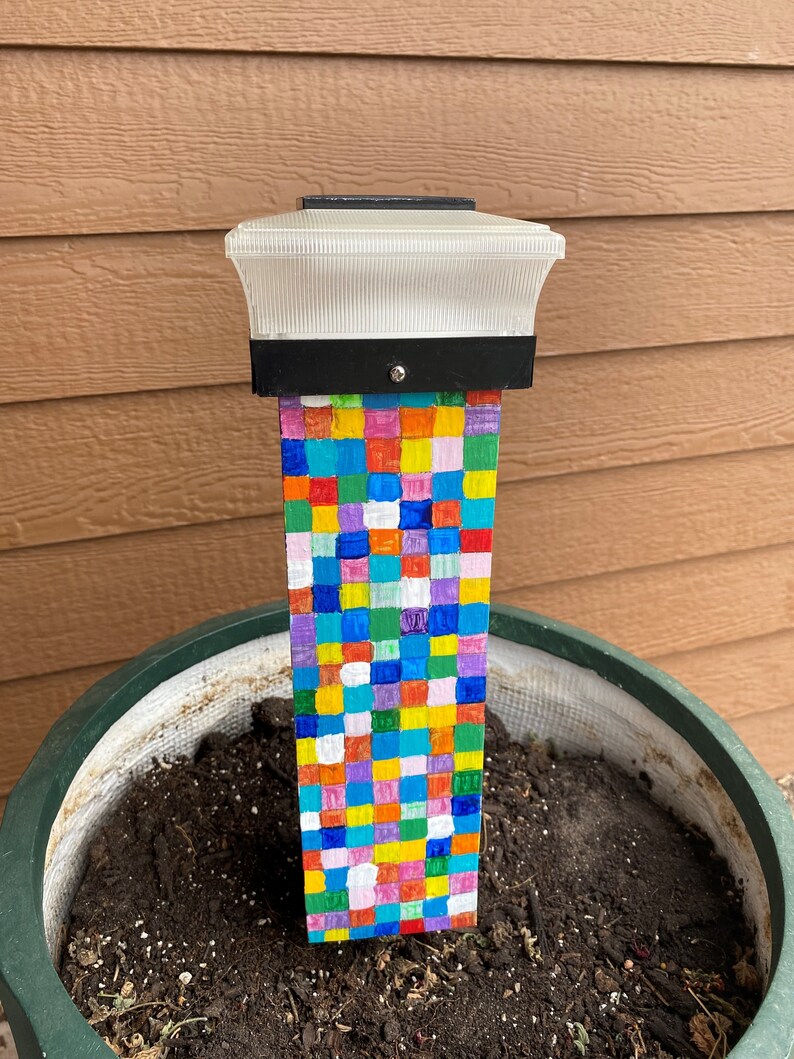 Wooden Mosaic Solar Lights Etsy