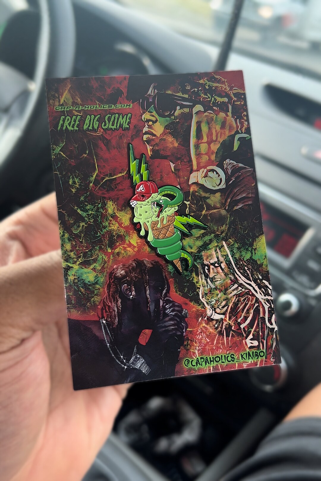 Capaholics FREE BIG SLIME Pistachio Ice Cream Atlanta Braves Fitted