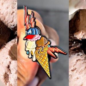 Cap-A-Holics “Neapolitan” Ice Cream Gucci Cone Gold Glitter Fitted Hat Pins