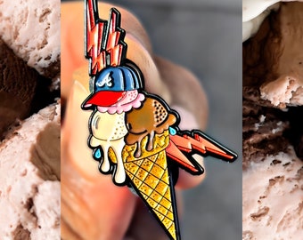 Cap-A-Holics “Neapolitan” Ice Cream Gucci Cone Gold Glitter Fitted Hat Pins