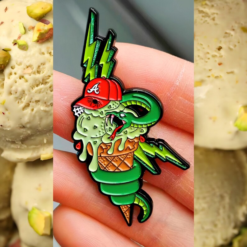 Capaholics FREE BIG SLIME Pistachio Ice Cream Atlanta Braves Fitted