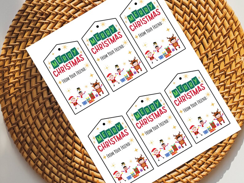 Printable Kids Christmas Gift Tags, Instant Download, Christmas Favor Tags, Digital, School ...