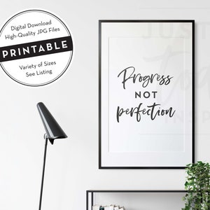 Progress not Perfection, INSTANT DOWNLOAD, Inspiration Motivational Print JPG, AlAnon Quotes, Recovery Slogans, Sobriety Printable Wall Art