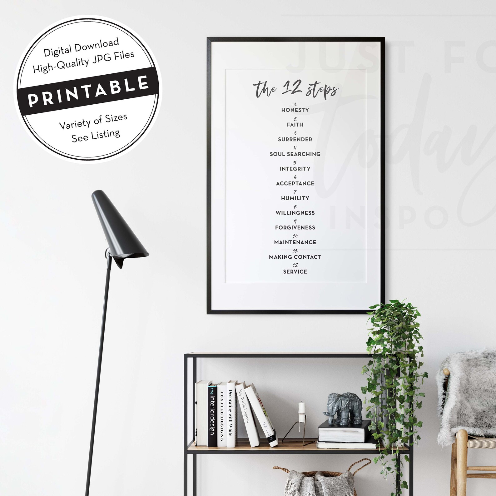 The 12 Steps, AA Recovery Print, Motivational Wall Art (digital ...