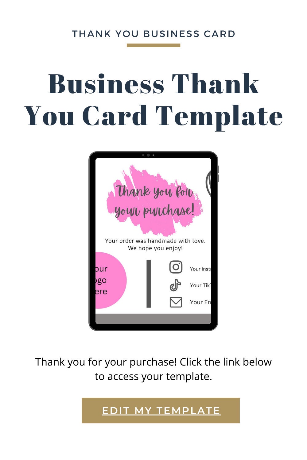 Editable Business Thank You Card Template - Etsy Ireland