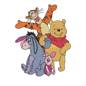 Bordado de Pooh, Tigger y Piglet, bordado de personajes de Winnie the Pooh, bordado de los AMIGOS DE POOH, bordado de Pooh, bordado de dibujos animados de Disney