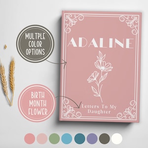 Diario personalizado Cartas a mi hija con flor del mes de nacimiento, Cuaderno de tapa dura personalizado para cartas de cumpleaños de hija y bebé