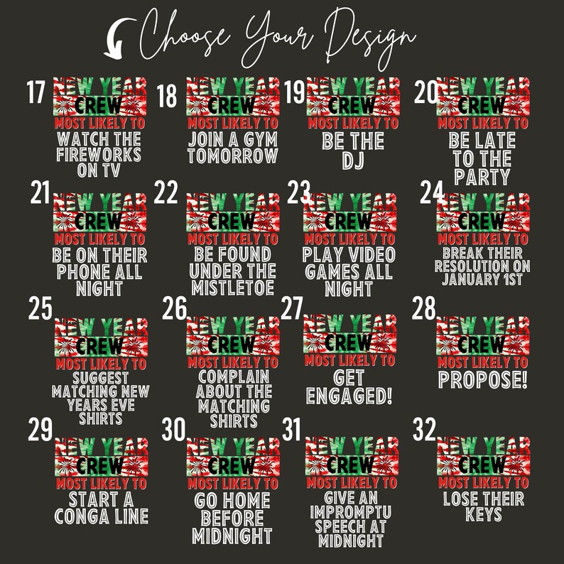 New Years Eve Pajamas, Matching Family New Year Crew Pajamas, Holiday