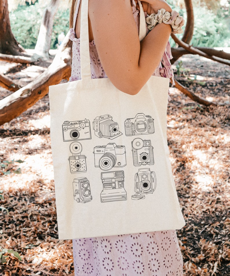 Vintage Camera Tote, Camera Bag, Camera Lover Gift, Photographer Bag