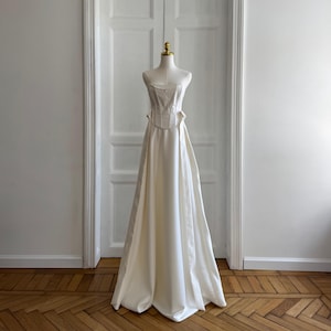 Bespoke Bridal Gown CHARLOTTE. Vintage wedding dress.Wedding Gown. Ivory Corset Gown. Maxi Satin Ivory Dress. Wedding princess dress.