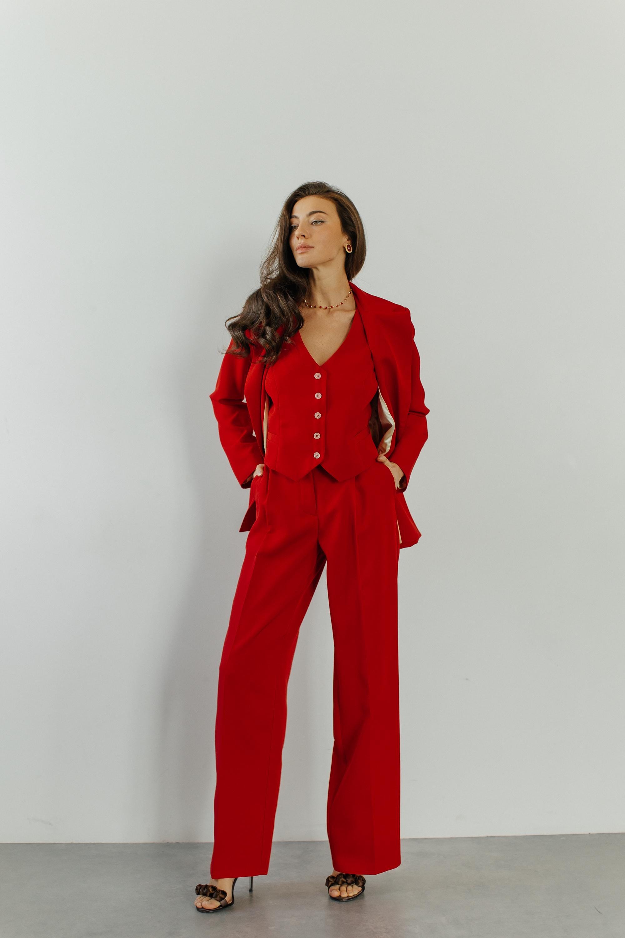 Red Pantsuit - Etsy