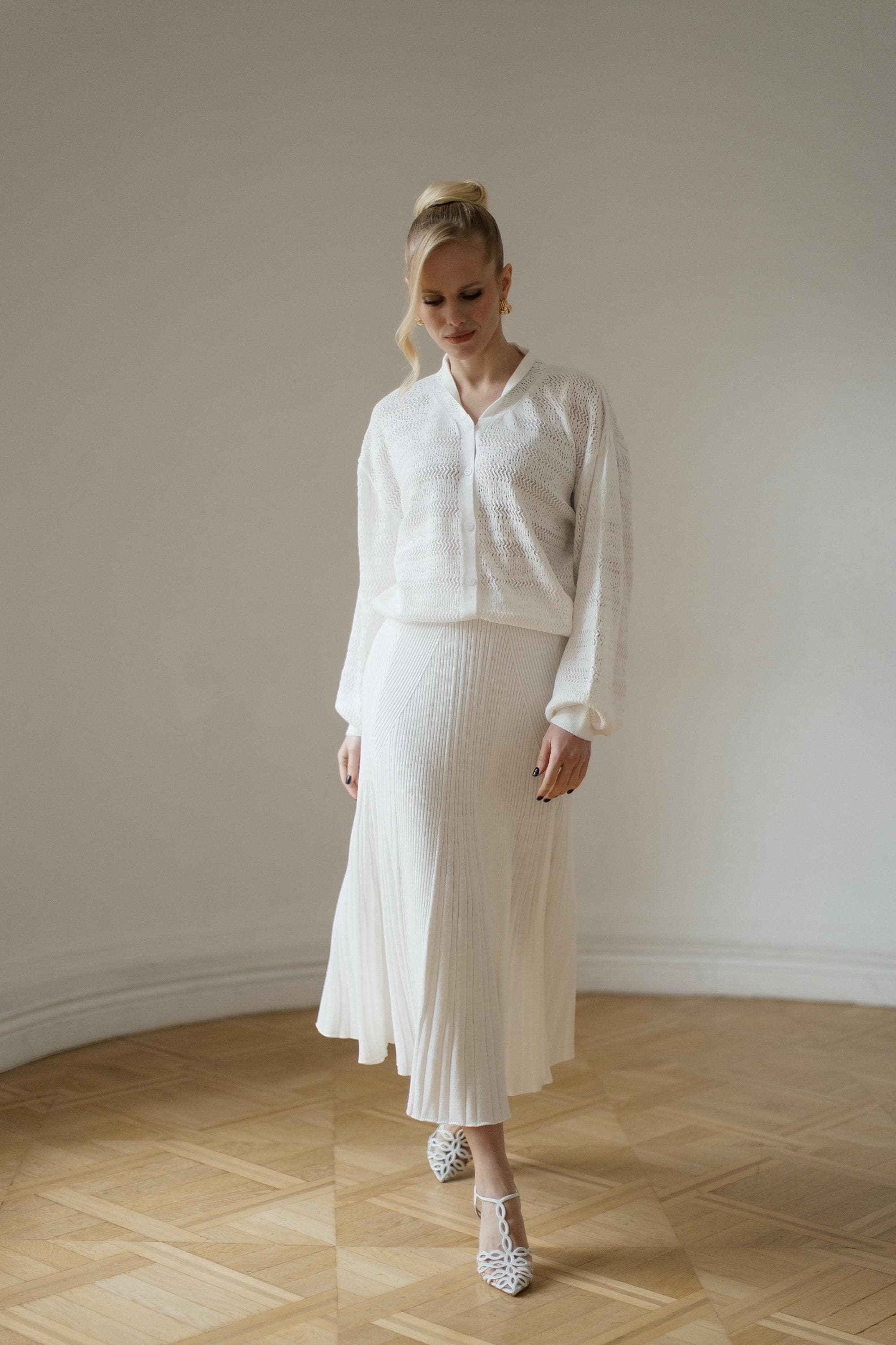 strapless open back dress Hima Brown Pleated Skirt And Knitted Jumper Dress  House Of Haniya