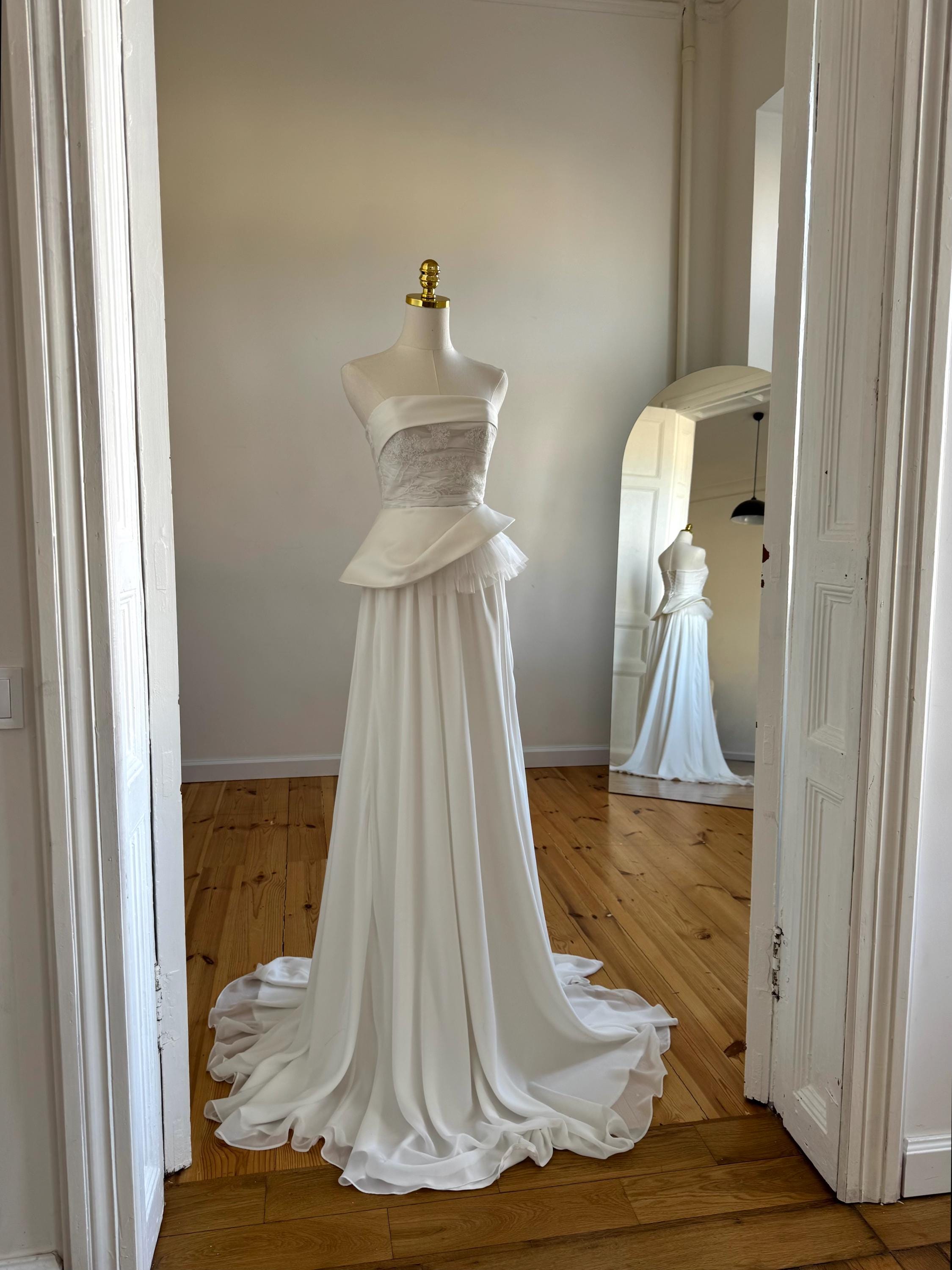 Bridal Set Boned Corset Iris chiffon skirt Alba .Wedding