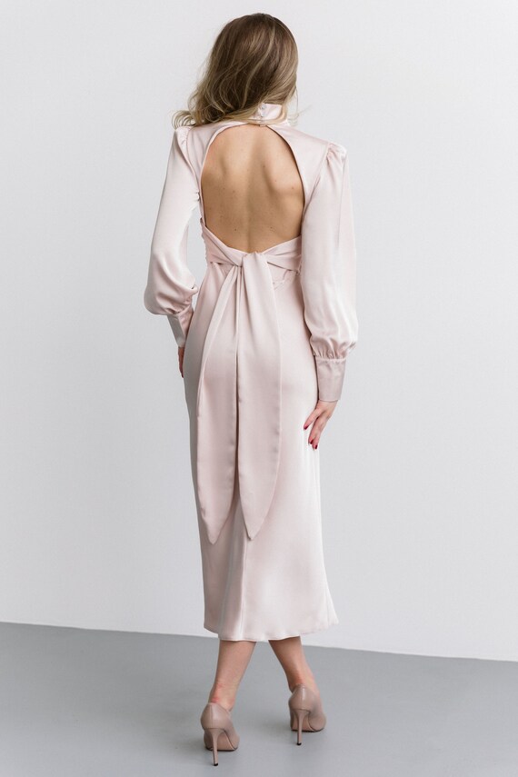 Silk turtleneck dress deals