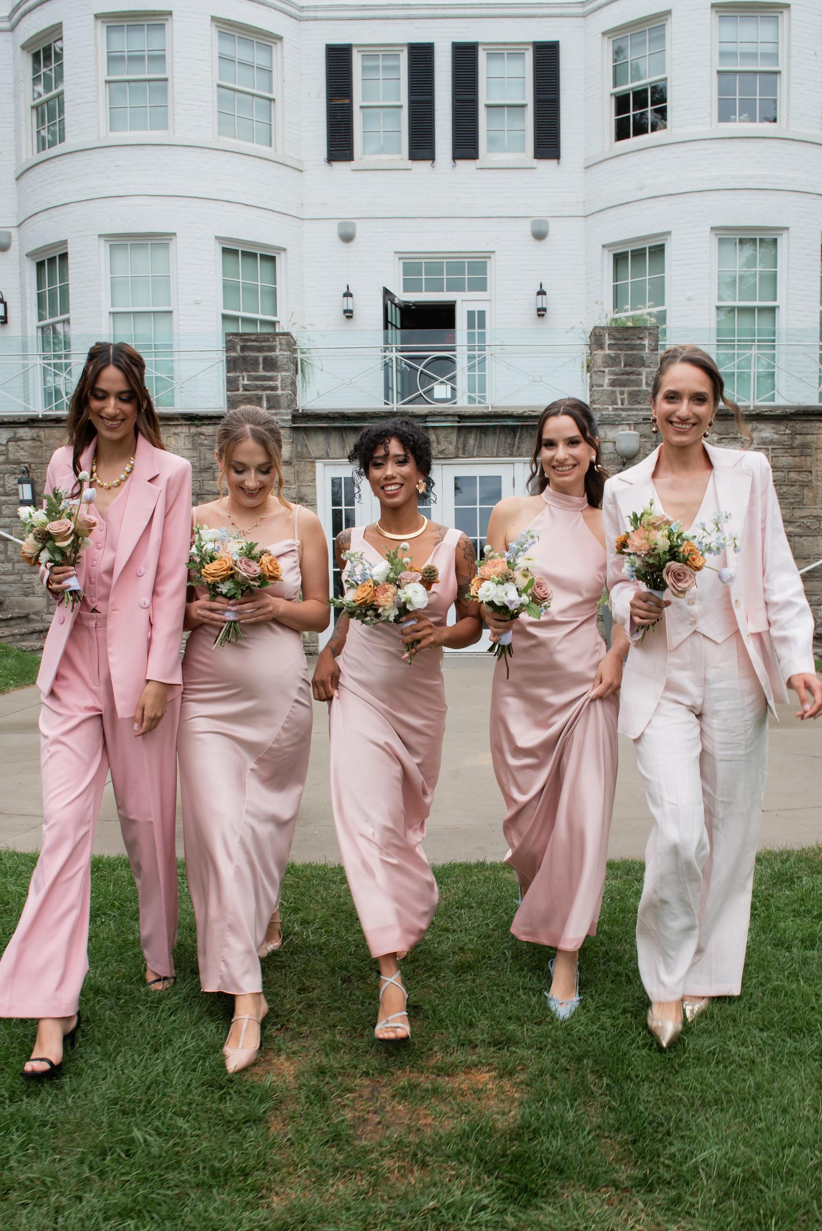 Light Pink Linen Pantsuit: 3-Piece Blazer, Vest & Pants