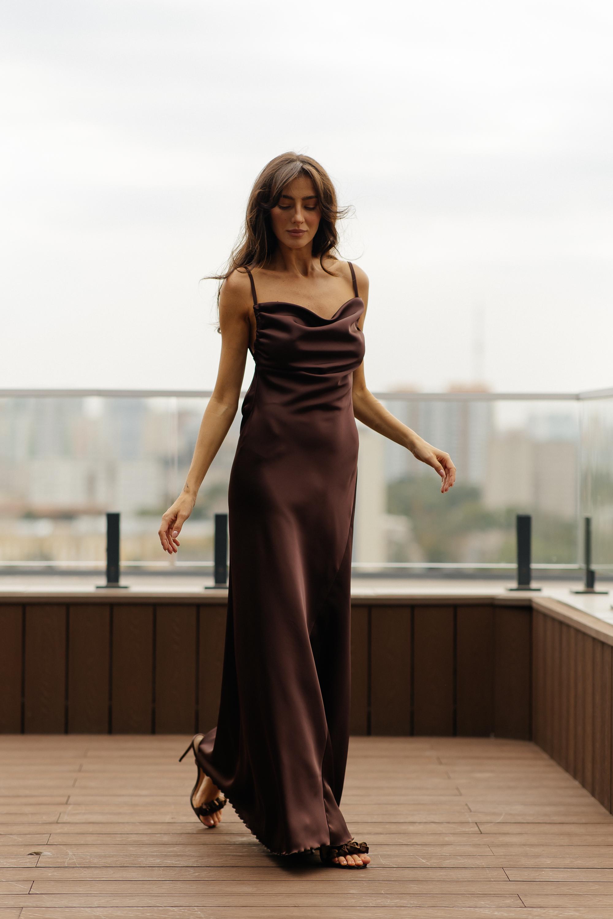 chocolate brown party dresses Deme By Gabriella ELIDA MAXI DRESS IN formal event Chocolate Brown Bridesmaid Dress Matte