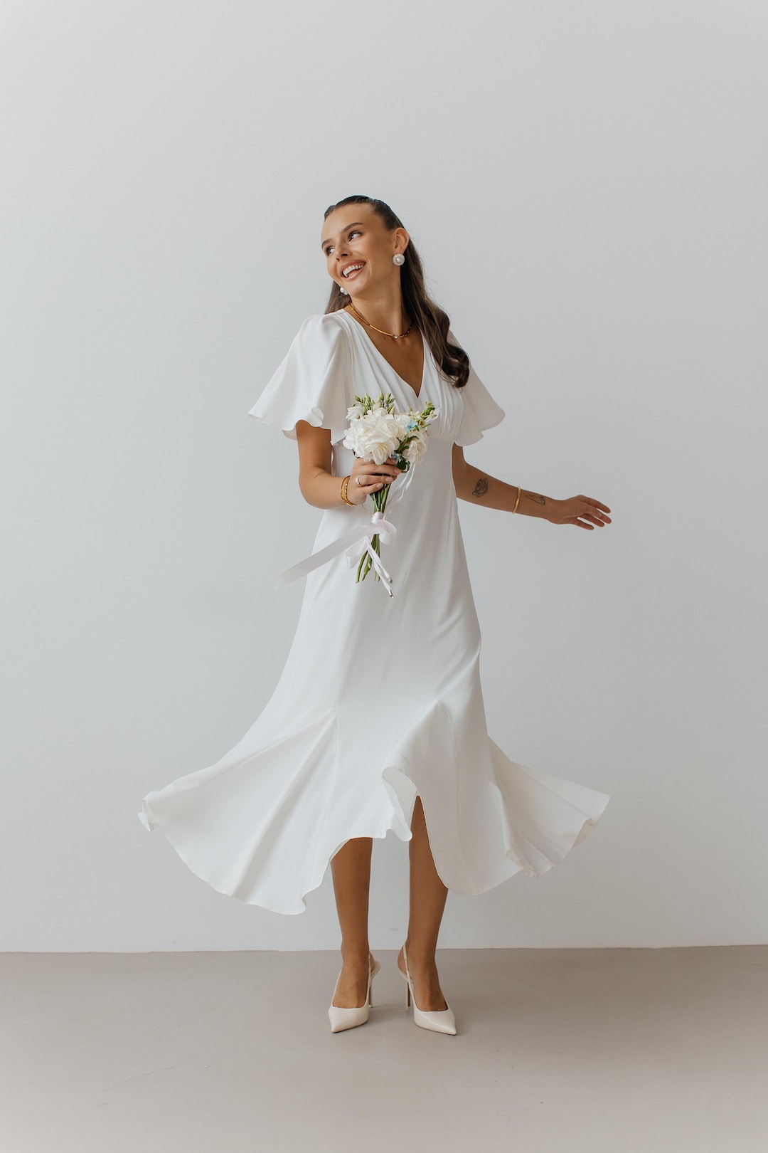 little white engagement dress White Dress - Mini Dress - After Party Dress - Simple Wedding Dress - Bridesmades Dress - Gift For Her -Engagement Dress