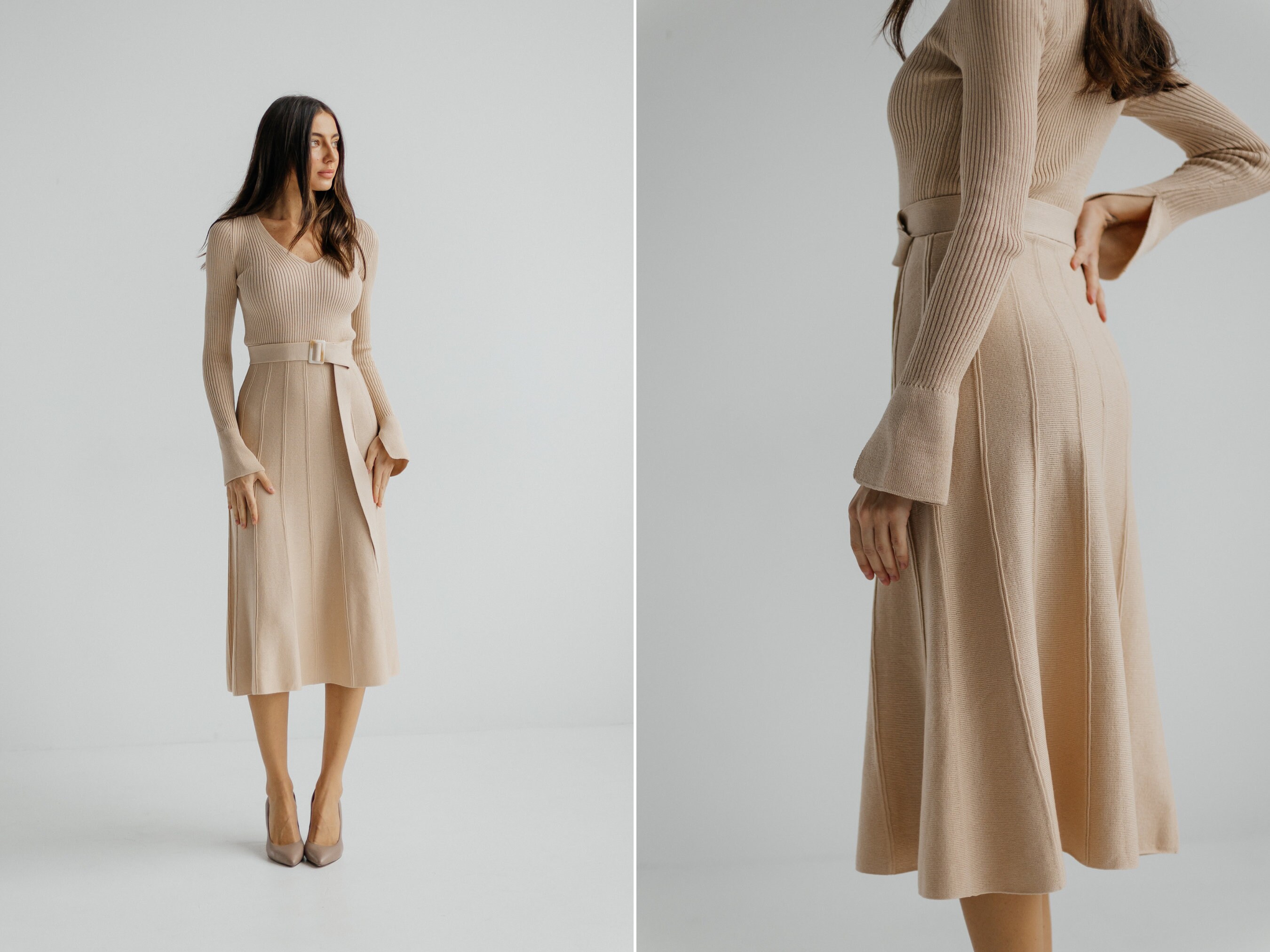 black ribbed knit dress Provence Dress
