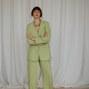 lime green dress pants The COLOR CUT Lime Green Linen Suit Pants