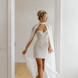 Sweetheart Corset GEORGINA & Mini Skirt | Beaded Ivory Bridal Set | Vintage Wedding Dress Separates | Bridal Gown image 3