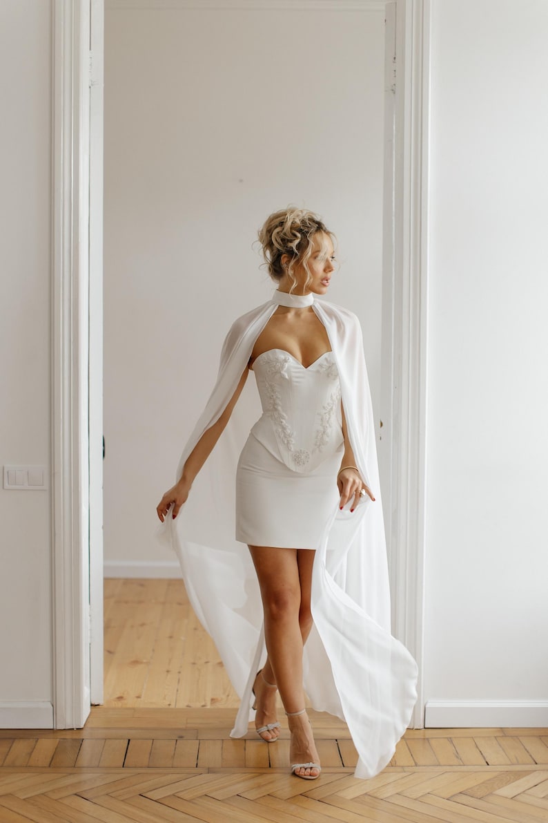 Sweetheart Corset GEORGINA & Mini Skirt | Beaded Ivory Bridal Set | Vintage Wedding Dress Separates | Bridal Gown image 3