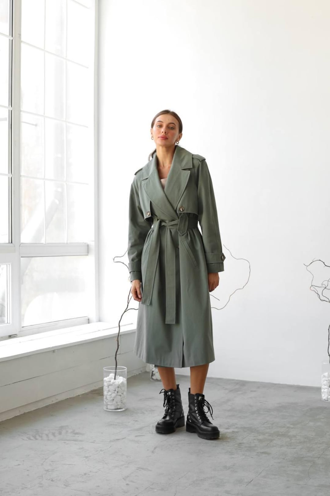 ジャケット・アウター YOKE REVERSIBLE TRENCH COAT SAGE GREEN YOKE 21AW REVERSIBLE TRENCH COAT SAGE GREEN style.8.13