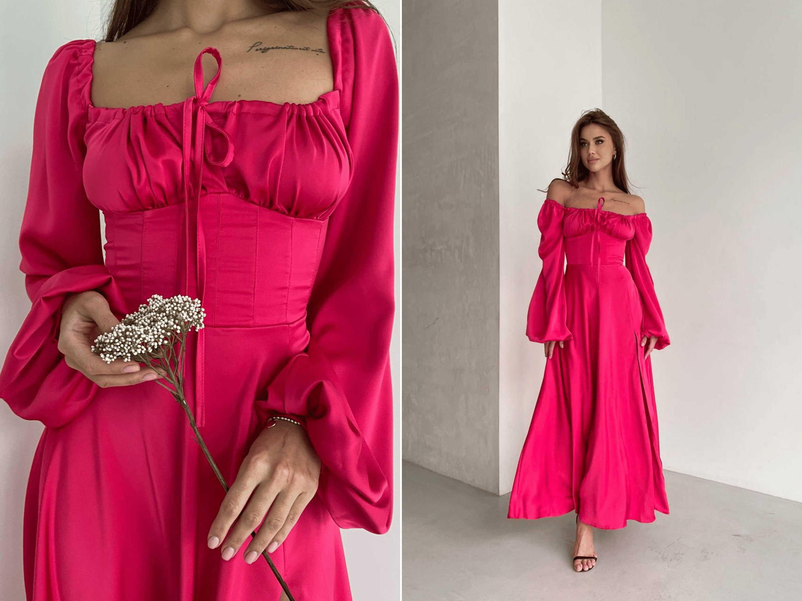 Hot Pink off the Shoulder Dress -  Canada