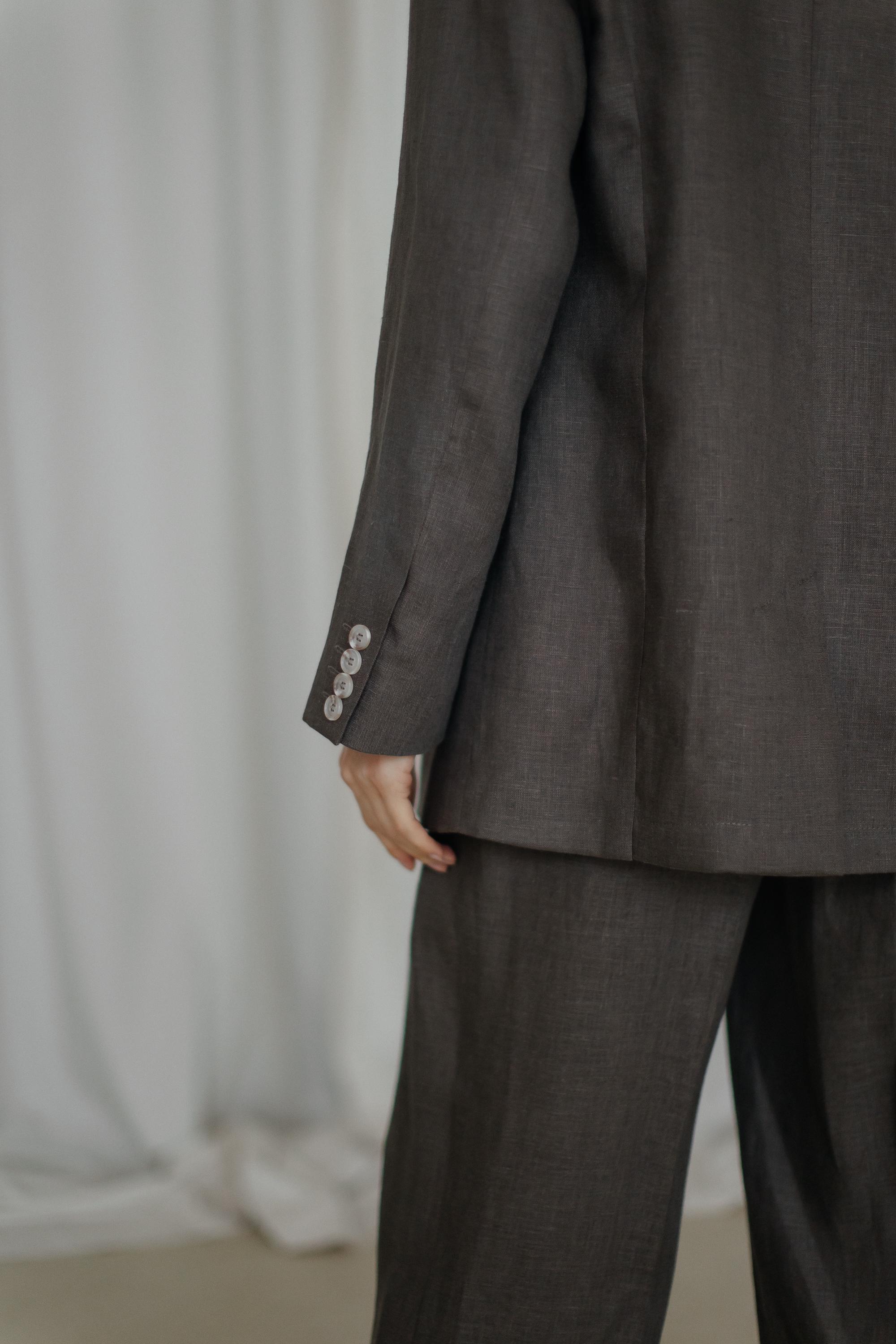 Brown Linen Suit 2-piece Suit Blazer Trousers Suit.loose Fit