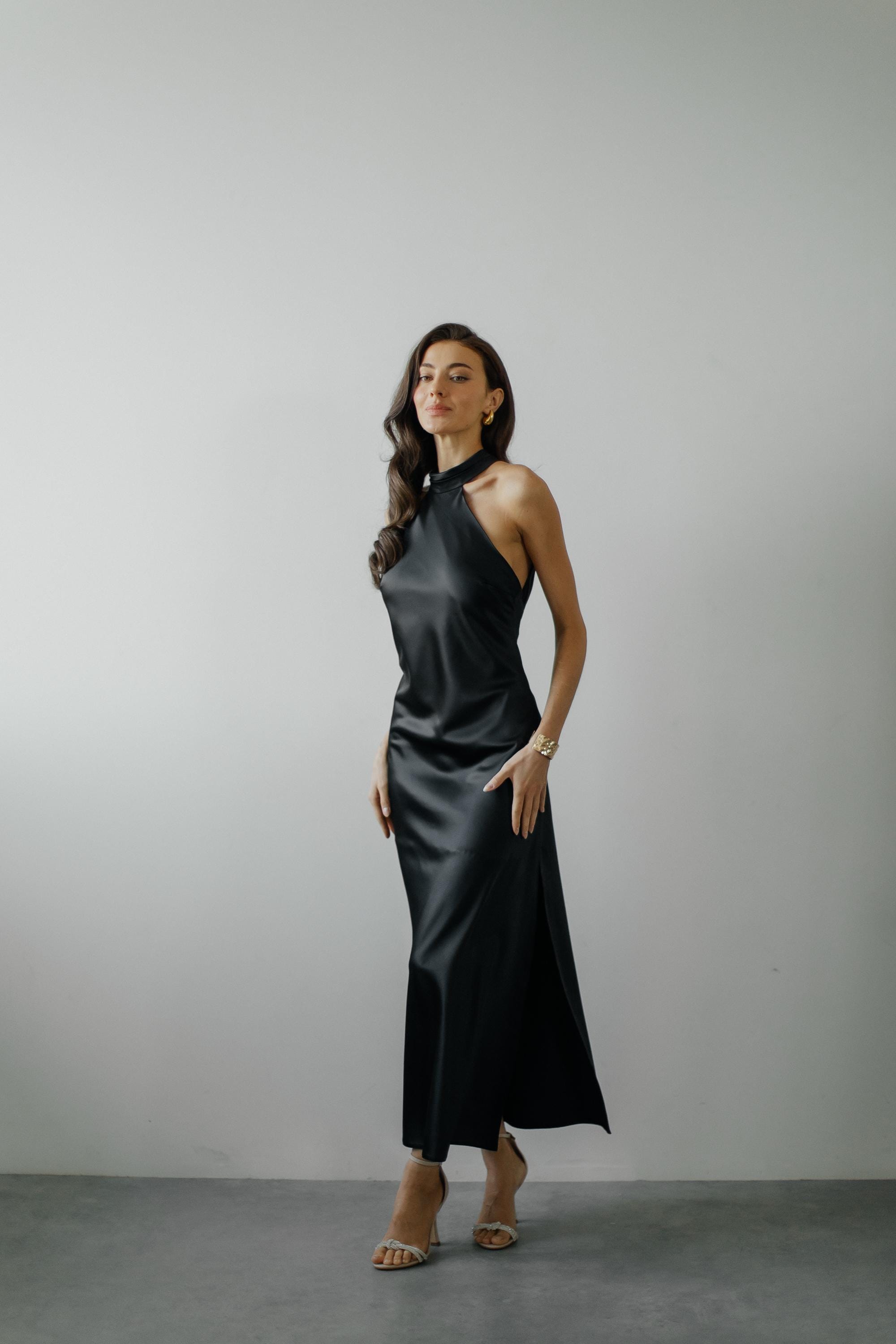 heve♡Satin Dress Tuck SK　black Buy Friends Like These X Lucy Mecklenburgh Black Satin Long Puff