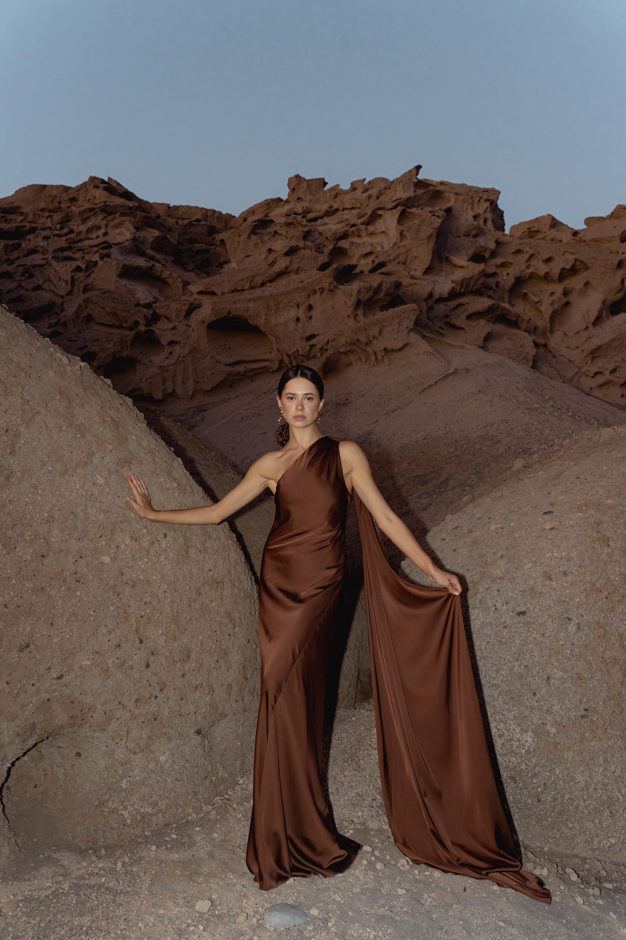 brown satin backless dress Brown Crinkle Satin Dress - Brown Maxi Dress - Backless Maxi