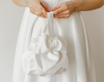 Ivory Satin Bridal Purse: Elegant Wedding Clutch Bag