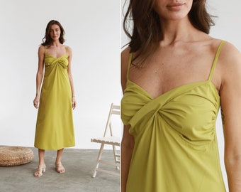 V-neck silk slip dress. Midi bridesmaid dress.Wedding guest dress.Date dress Ladies Dresses, Special Occasion Dresses