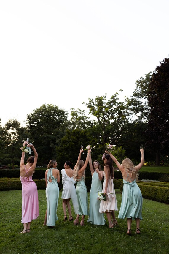 Sage Green Silk Bridesmaid Dress: Garden Wedding Guest Dress
