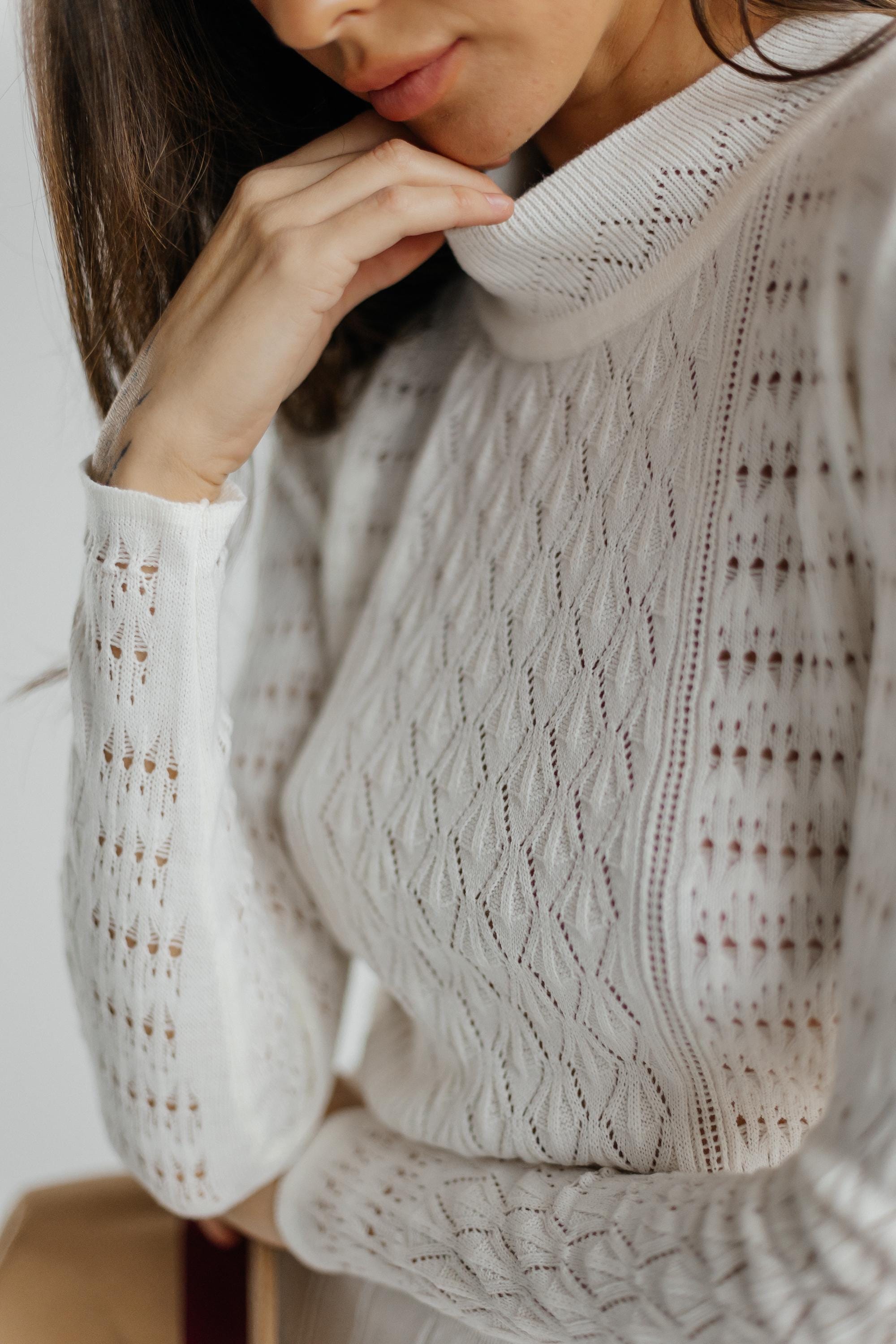 white pleated sweater dress Habermas White Pleated Sweater Dress / S
