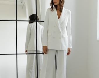 Off White Palazzo Pants Suit: Bridal Wedding Trousers Set